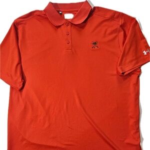 Under Armour‎ Polo Shirt Mens 2XL Orange HeatGear Golf Performance Stretch